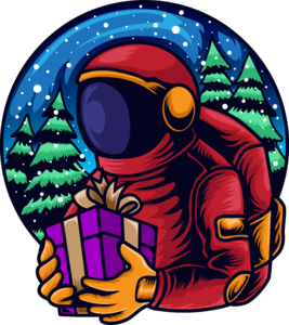 Astronaut Santa With Gift